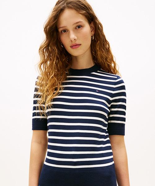 TOMMY HILFIGER Cotton Jersey Short Sleeve Sweater (T22G1Kto065Wt20A5)