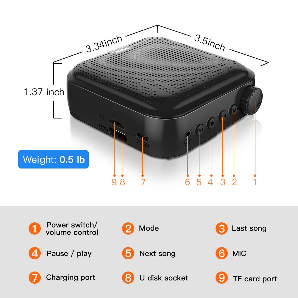 Portable Voice Amplifier Megaphone Mini Audio Speaker With Microphone Rechargeable Ultralight Loudspeaker For Teachers 5