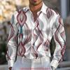 Мужская рубашка в стиле business casual Модная Роскошная Удобная Ткань Рубашка с принтом Длинный рукав Воротник Пуговицы Вечерняя рубашка XS-6XL