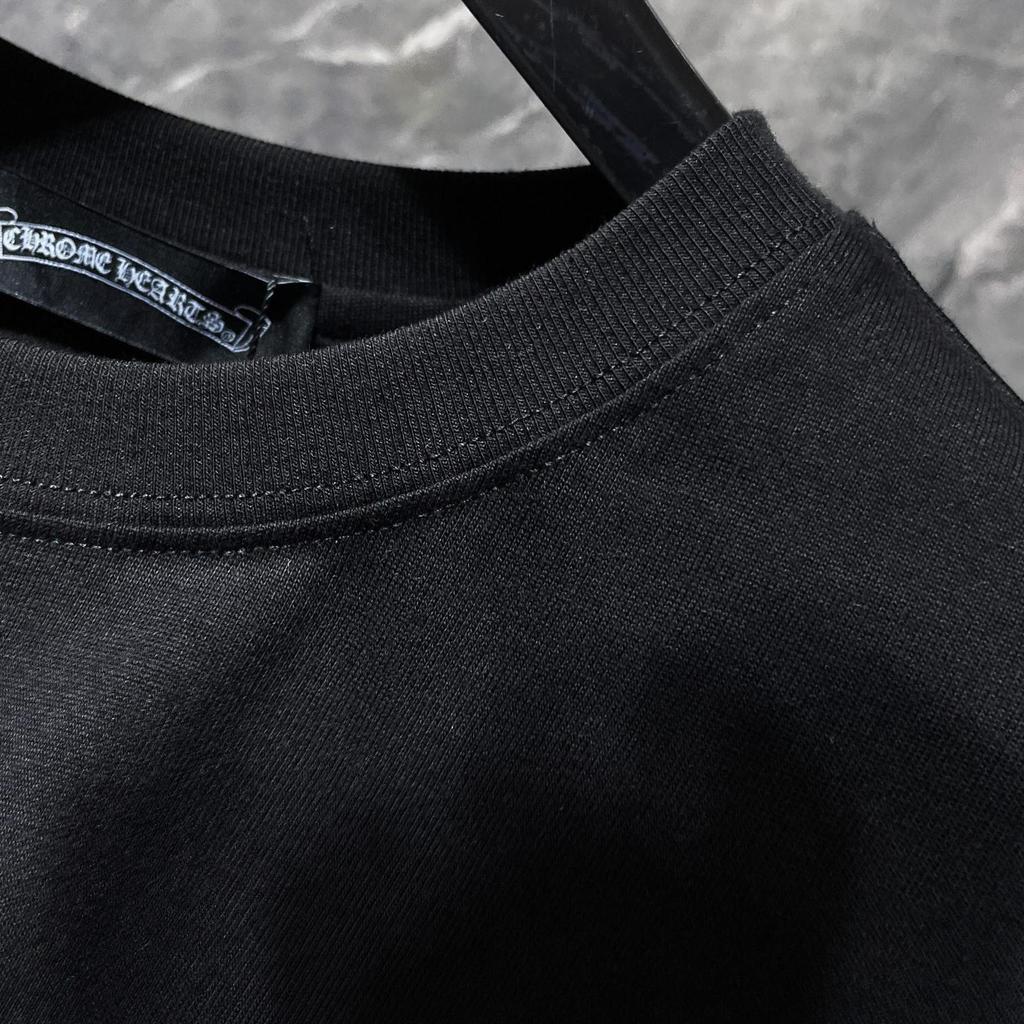 8737 CHROME HEARTS 2025 Летняя новая высококачественная хлопковая футболка с круглым вырезом, свободная, большого размера, для мужчин и женщин, футболка для пары