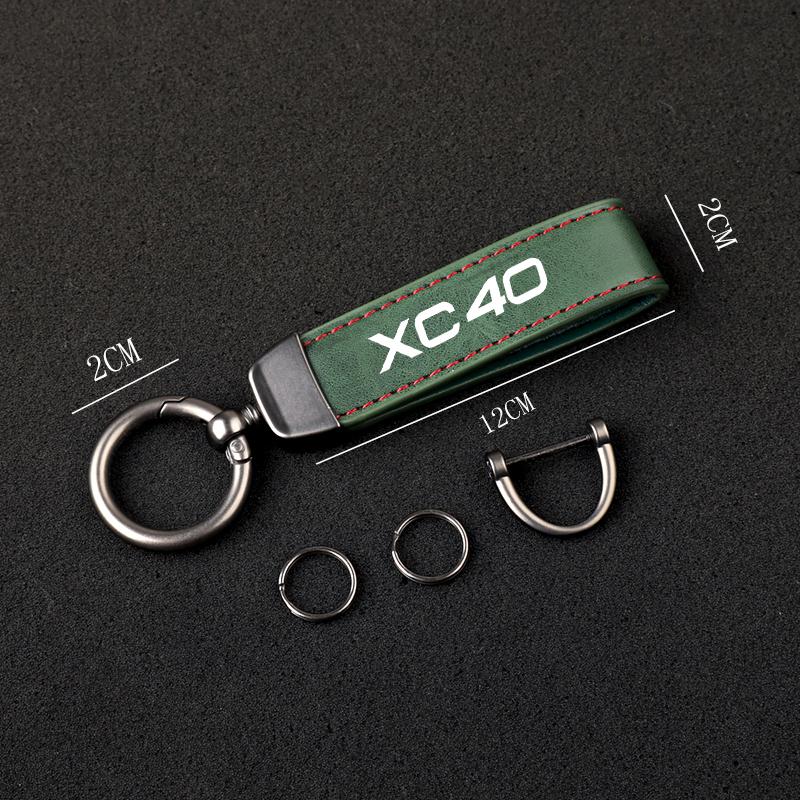 Premium leather Ultra-clear printing Metal fob key chain For Volvo XC40 Accessories