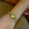 French Luxury Vintage Women's Wristwatch Gold Plated with Rhinestones High End Exquisite Craft Small Dial Quartz Watch