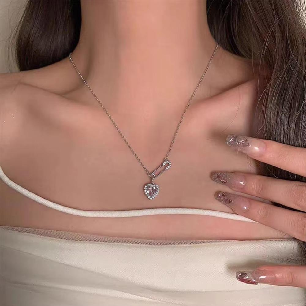 Safety Needle Pin Necklace Clip Necklace Fashion Collarbone Chains Women