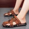 Горячая распродажа! Мужские летние сандалии, дышащие кожаные тапочки ручной работы, мужская пляжная повседневная обувь ручной работы.