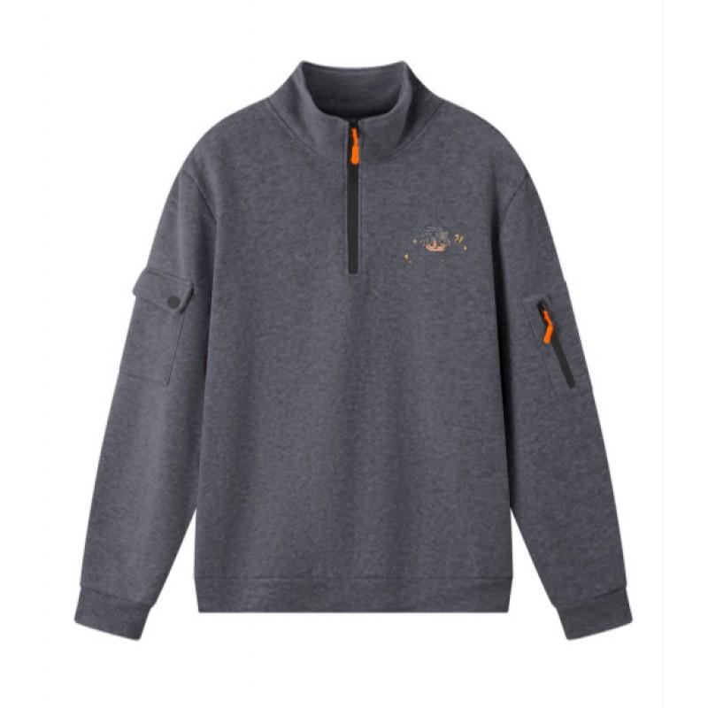 Mens Casual Stand Collar Zip Sweatshirt