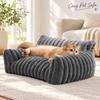 Dark Gray Wave-Textured Pet Bed, Soft Velvet Sofa for Cats and Small Dogs, S/M Sizes