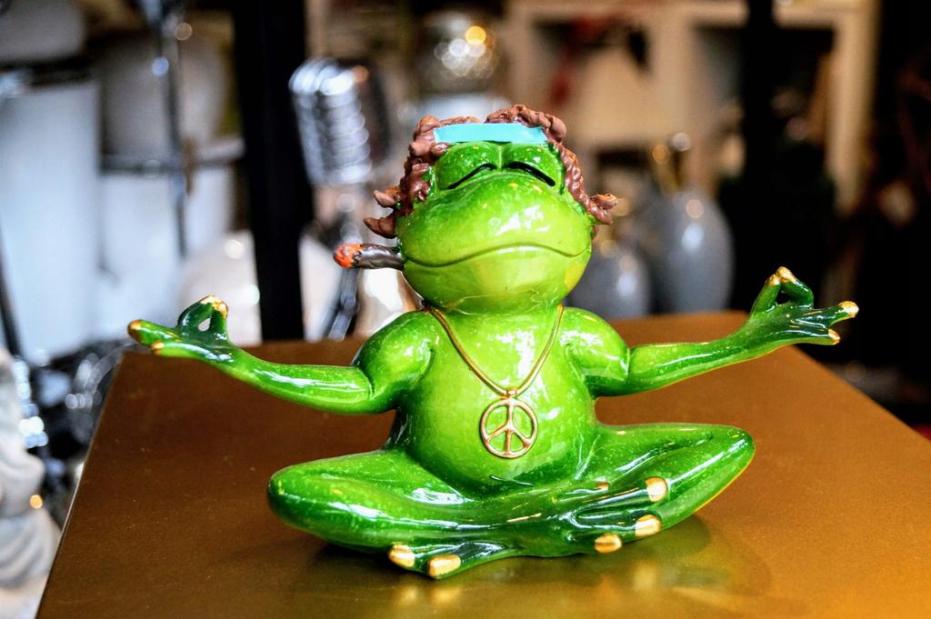 Meditating Hippie Frog Figurine