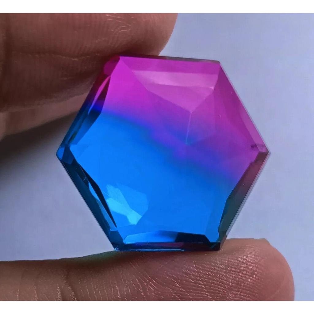 21-23 Ct Natural Tourmaline Hexagon Fancy Bi-Color Cut Fabulous Gemstone