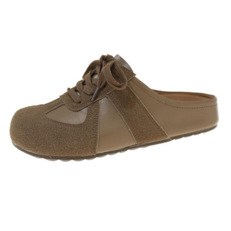 Модные тапочки Женские летние шлепанцы Лоферы Платформа Средний Женская обувь Закрытый носок Мода 2025 Плоские Роскошные Тканевые Резиновые ПУ Рим Хлопок