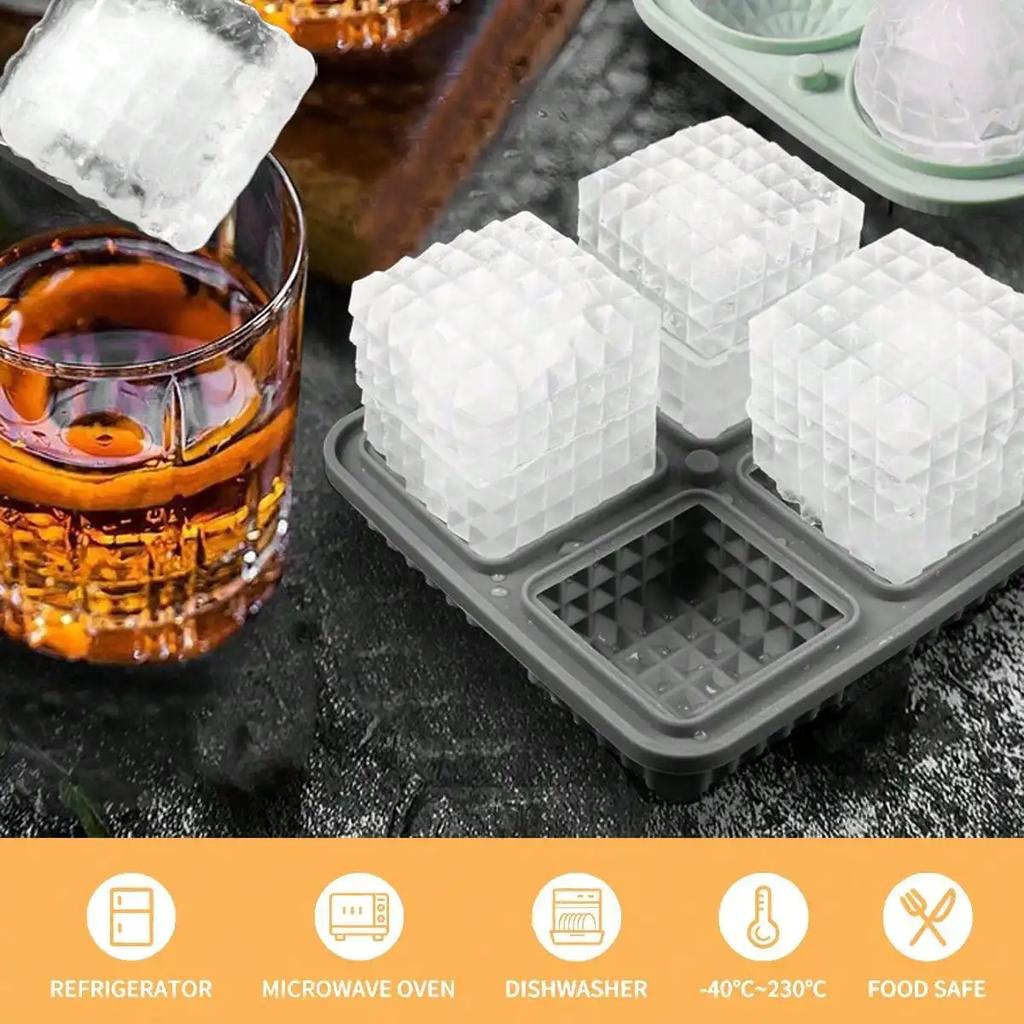 Leeseph Silicone Ice Cube Tray, Fun Shapes Whiskey Ice Mold, Reusable Ice Cube Ice Ball Tools for Cocktails Whiskey Brandy Drink