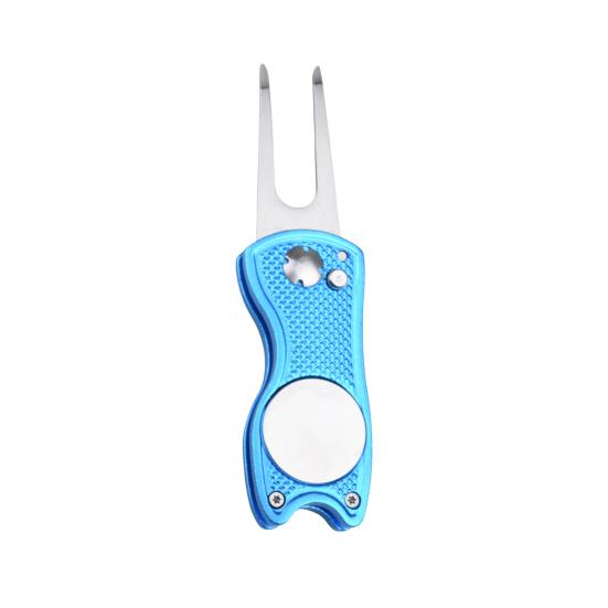 Golf Green Fork with Magnetic Suction Function Compact Size Portable Magnetic Putt Alignment Ball Marker Foldable Golf Divot Repair Tool