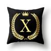 45x45cm Black Gold Letter Crown Polyester Cushion Cover Sofa Home Decor Pillowcase Decorative Cushion