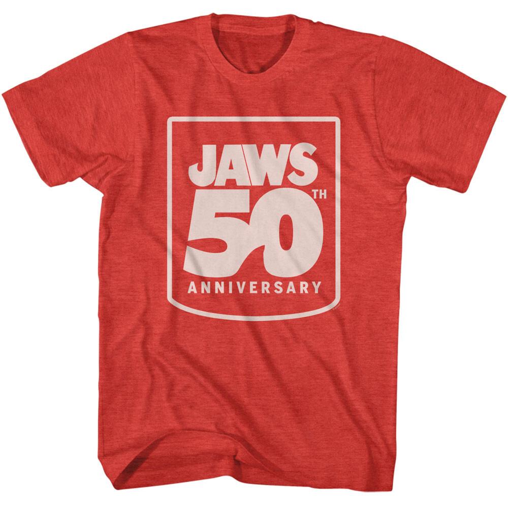 Jaws 70 Thriller Movie 50th Aniversary Logo Badge Men T Shirt