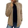 Women's Solid Color Long Sleeve Stand Collar Zipper Casual Plush Jacket