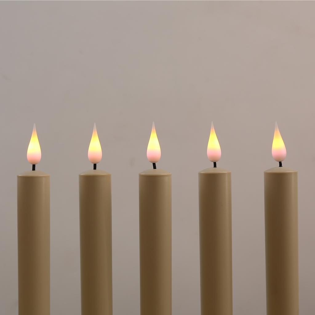 4/6/8 Pieces 10 Inch Beige Remote Control LED Decorative Candles Plastic,Flameless Purple Yellow Light Color Halloween Candles