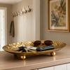 1PC Handmade Wrought Iron Storage Tray Golden Hammer Texture Three Feet Stable Support Elegant Integration of Home Decoration and Practical Storage