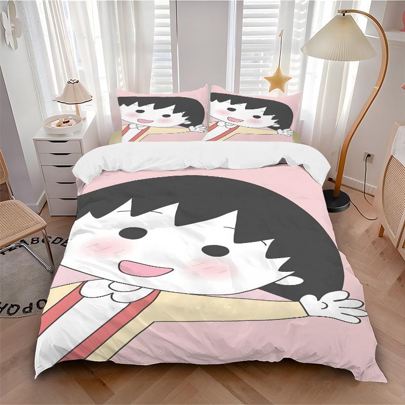 Chibi Character Adventure Print 3Pcs Bedding Setduvet Cover With 2 Bedropillowcase Home Birthday Gift