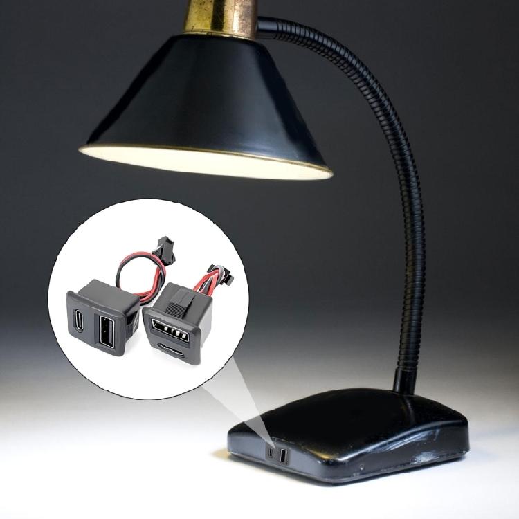 2 шт. USB 2.0 и Type-C Female Разъем Женский USB Лампа Зарядка Розетка Питания Для Домашней и Офисной Электроники