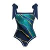 Женское монокини с принтом, 2 шт./компл., цельный купальник-бандо с юбкой на бретельках, горячий весенний купальник с пляжной накидкой