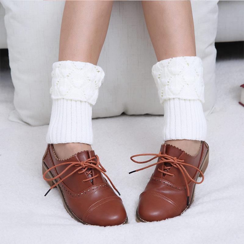 Вязаные короткие гетры с каймой, корейская версия, зимние женские чехлы для обуви, чехлы для ног, новые отворачивающиеся ажурные носки, гетры