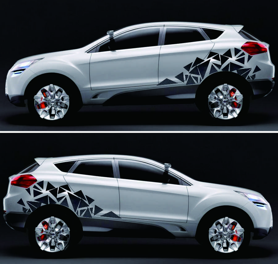 1 шт. 200x60 см Вид под карбоновое волокно Треугольники Наклейка на бок автомобиля Камуфляж Автостайлинг Виниловая наклейка Декор для украшения автомобиля