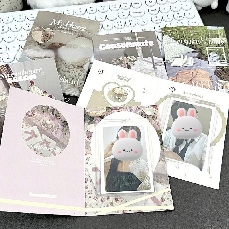 5PCS Pastoral Style Folding Card Background Board Writable Kpop Star 3 Inch Photo Card Packing DIY Decor Fixed Card