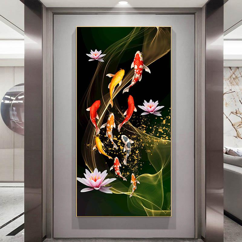 Картины с рыбками кои, современные постеры с животными, печать на холсте, абстрактные настенные художественные картины Куадрос для гостиной, домашний декор, БЕЗ РАМКИ