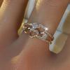 Romantic Hollow Heart Cubic Zirconia Rings for Women Luxury Gold Color Engagement Ring Bride Wedding Jewelry
