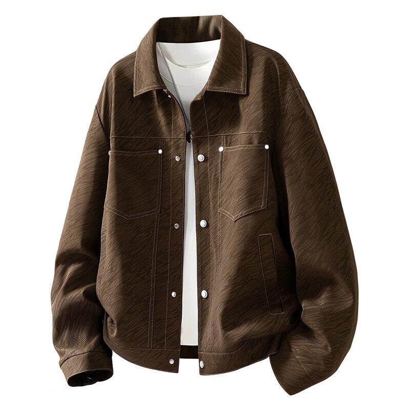 ROMON Men's Casual Texture Lapel Jacket