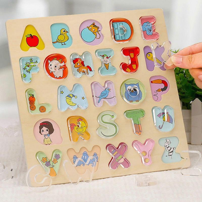 Educational Puzzle Toy Alphabet Learning Toy Wooden Board Puzzle Learning Teaching Props Parent-Kids Interactive Toy