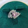 Jewelry Imitation Love Zir*****Pen Ring Women'S Electroplating Inlaid 8 * 8 Zircon Love Pink Diamond Ring