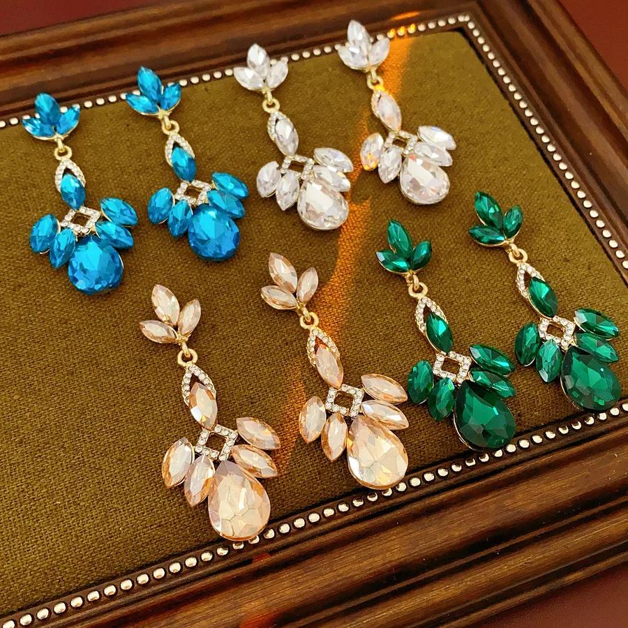 Серьги-подвески с полым цветком в виде капли воды со стразами, для женщин, в стиле легкой роскоши, дворцовом стиле, преувеличенные, с цирконами, подарки