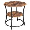 Round Side Table, End Table with 2 Shelves, Living Room, Bedroom, Easy Assembly, Metal, Industrial Design, Rustic Brown Let