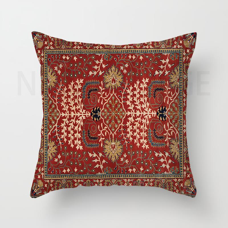 Red Moroccan Ethnic Short Plush Pillowcase Living Room Bedroom Sofa Cushion Cover Home Decor 40x40 45x45 50x50 60x60