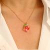 LATS Cute Sweet Strawberry Necklace for Women Versatile Peach Clavicle Chain Spring Summer Fruit Accessories