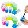 Portable Pencil Sharpener with Lid Dual Holes Pen Sharpener Plastic Manual Students Pencil Sharpener for Classroom Office Home