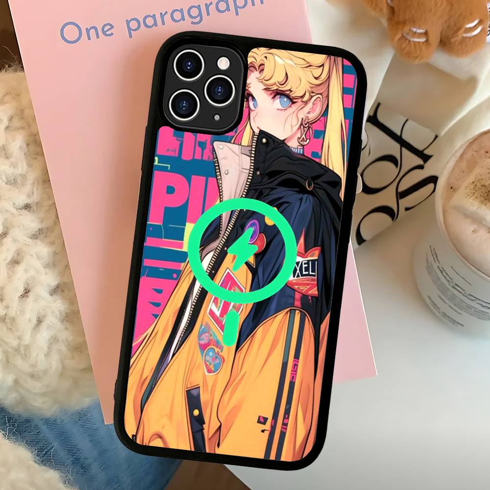Чехол для телефона с магнитом в стиле аниме S-Sailors Moon Для IPhone 16 15 14 13 12 11 17 Pro Max Plus Крышка для беспроводной зарядки