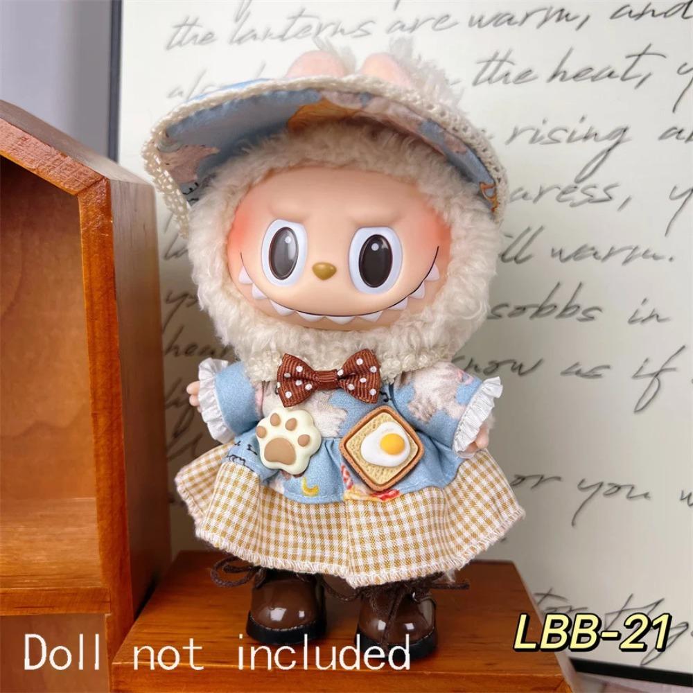 Только одежда для 15-17 см Лабубу Мини Аксессуары Одежда Одежда Набор кукол Сидящий Вечеринка Шарф Шляпа Сумка Милое украшение Подарок