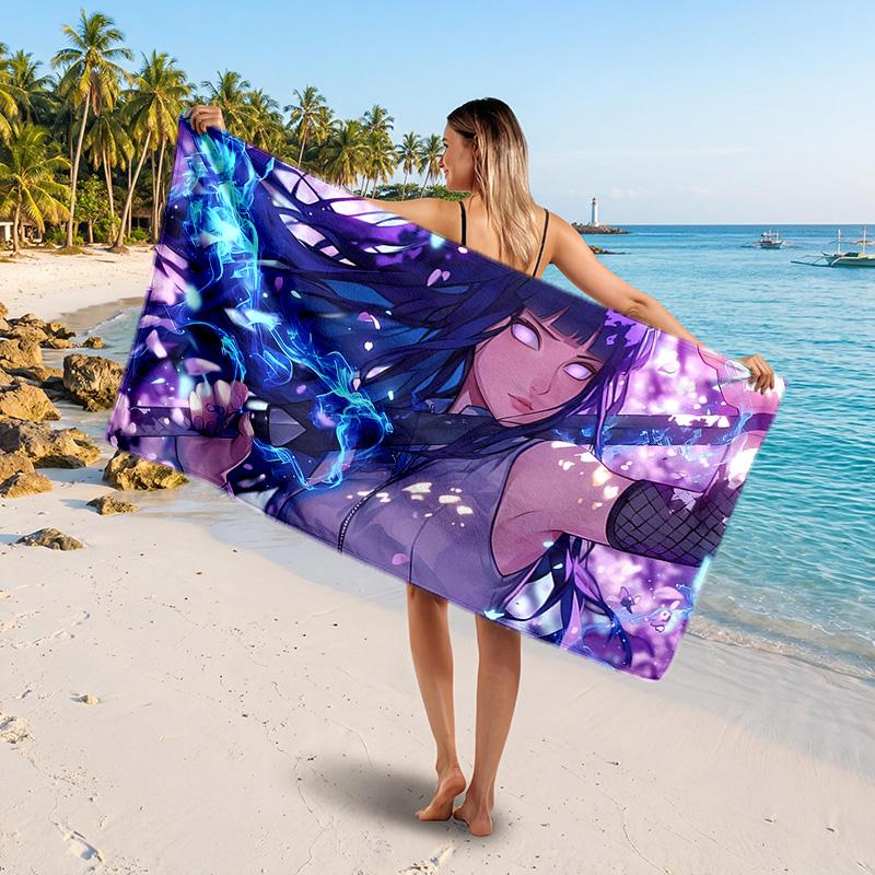 Hinata Hyuga Printed Swim Towel, Portable Water Absorbent Towel for Beach Camping Daily Bathroom Use