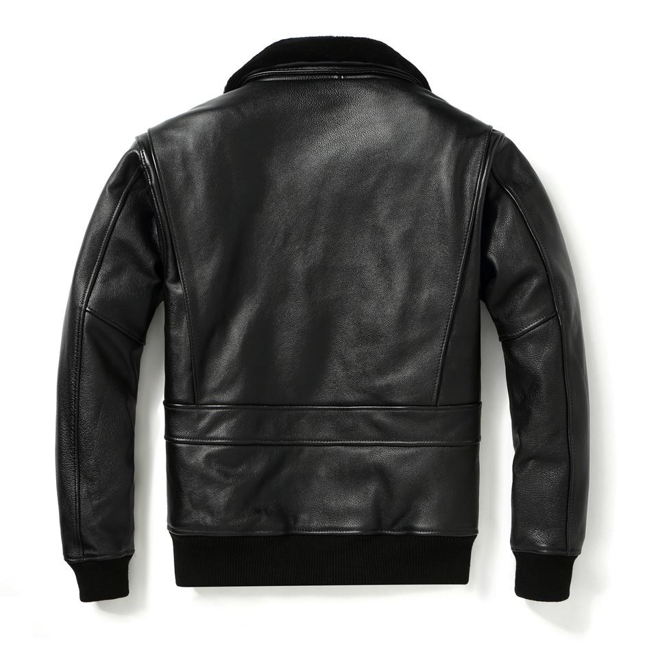 Черная мужская зимняя куртка пилота G1 в стиле милитари, европейский размер, подкладка из натуральной толстой яловой кожи, авиационные пальто из натуральной кожи