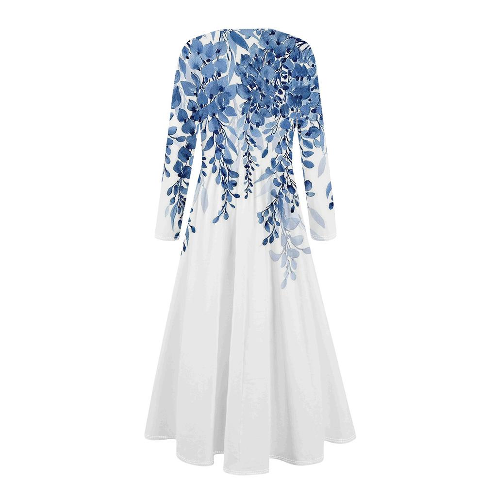 Женские повседневные модные длинные платья с графическим принтом и длинным рукавом, осень