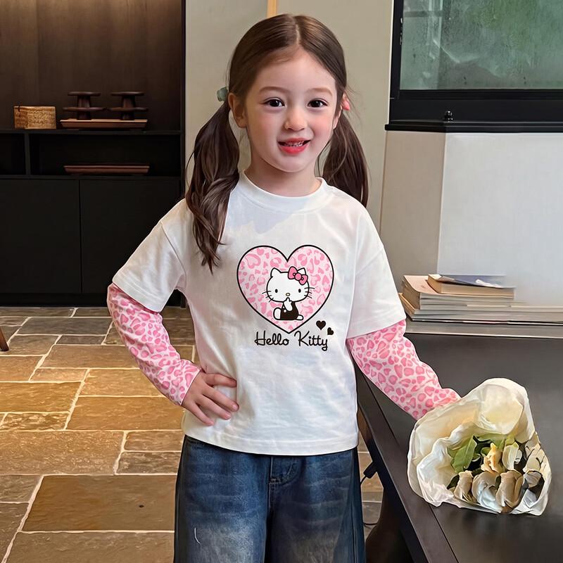 Hello Kitty Детская мультяшная футболка с длинным рукавом в стиле пэчворк