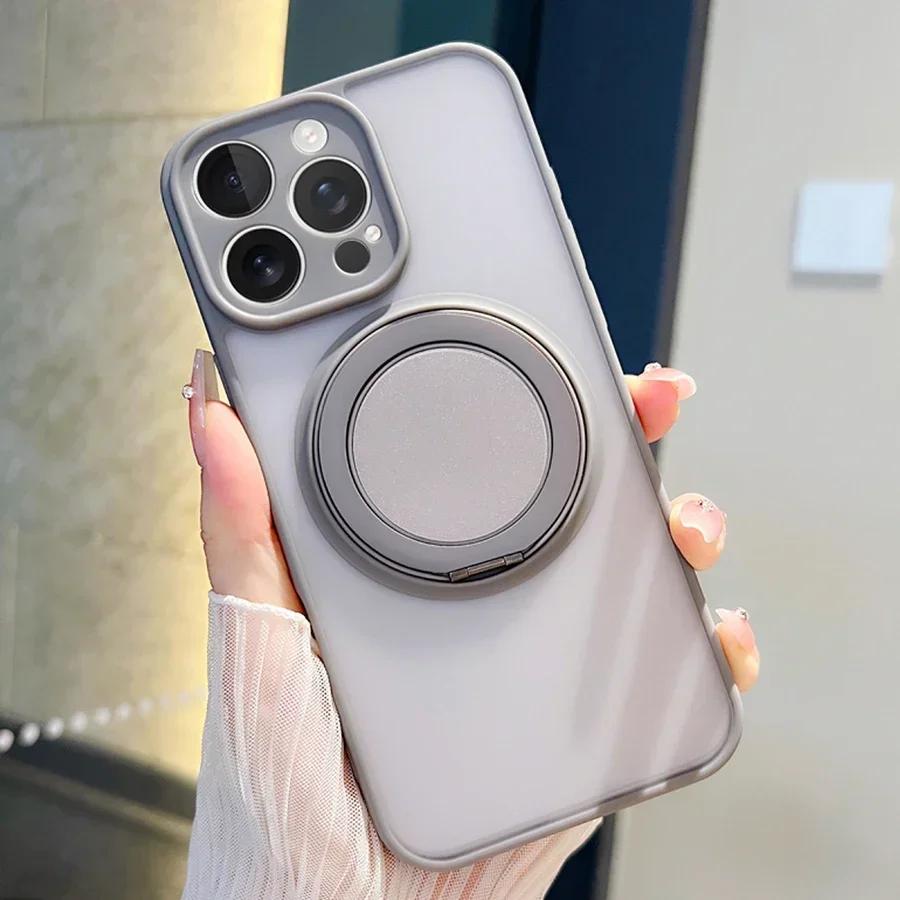 Для Magsafe Металлическое Кольцо Держатель Магнитный Чехол для iPhone 16 17 15 14 Plus 13 11 12 Pro Max Металлический Kickstand Силиконовое Покрытие Funda