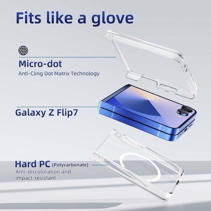 Coque + Verre Trempé pour Samsung Galaxy Z Flip 7, Protection Antichoc avec Cercle Magnétique