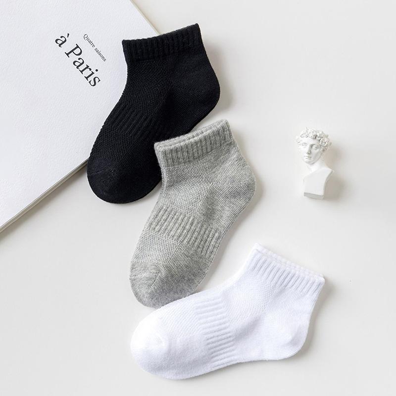 3 пары тонких носков-лодочек однотонной расцветки для мальчиков и девочек, летние сетчатые дышащие детские короткие носки 2-12 лет, детские спортивные носки до щиколотки