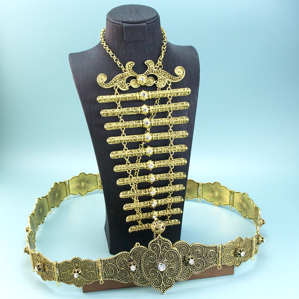 Chic Caucasus Belt Dress Waist Chain Breastplate Necklace Slavic Bridal Wedding Jewelry Sets For Women Turkish Ethnic Bijoux