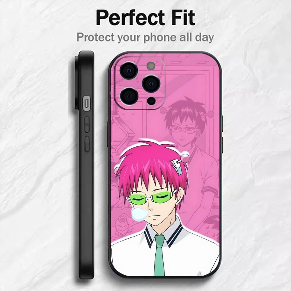 K-Кусуо S-Сайки Из Аниме Катастрофический Чехол Для Телефона Для iPhone17,16,15,14,13,12 Plus,Max Мягкий Силиконовый Черный Чехол