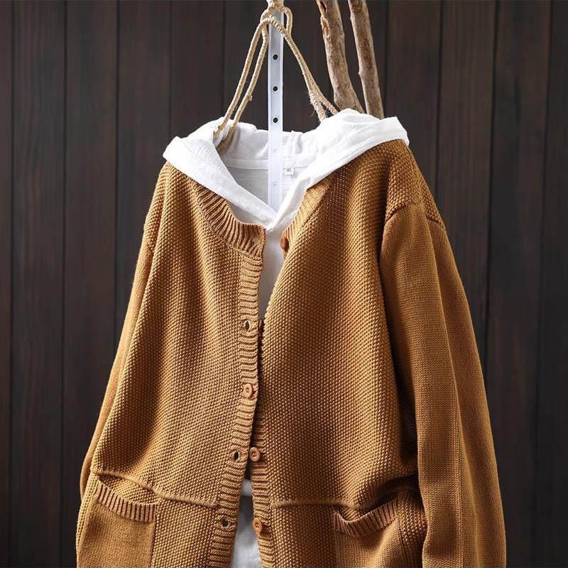 Sweaters Coat Cardigan for Women Large Size Vintage Loose Long Sleeve Knit Cardigan Sweaters Jacket