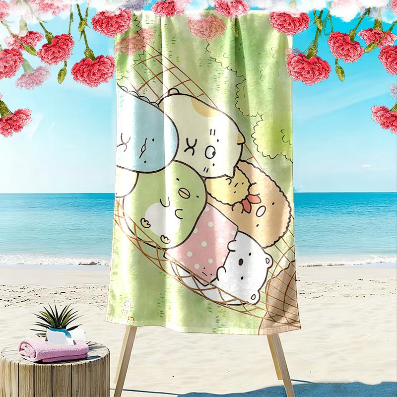 Sumikko Gurashi2 Print Beach Towel, Large Soft Quick Dry Towel for Beach Camping Swimming