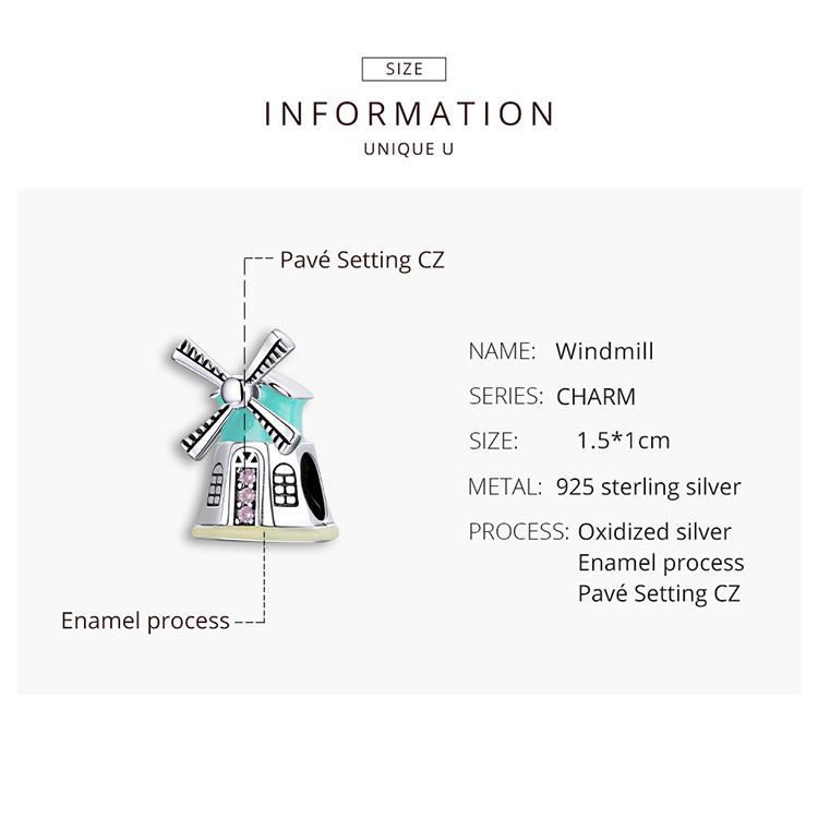 BAMOER 925 Sterling Silver Traveling Series Shine Cubic Zirconia Cute Pink Car & Windmill House Love & Heart Cable Car Charm Beads